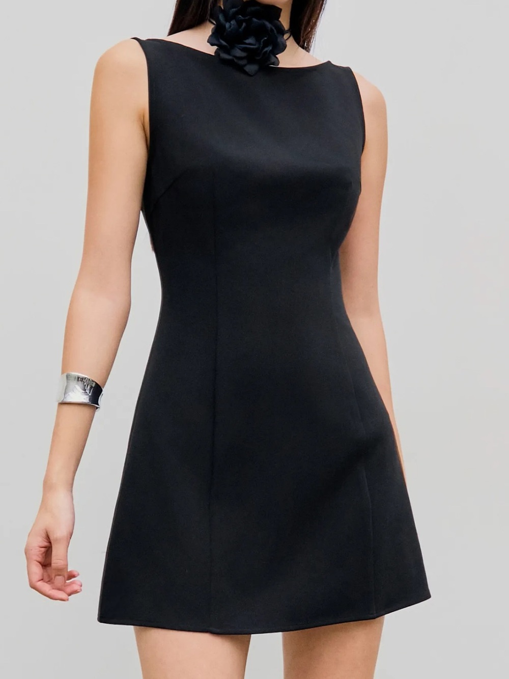 Cider Classic Black Sleeveless A-Line Dress